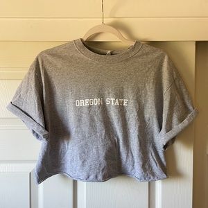 oregon state grey  crop tee shirt